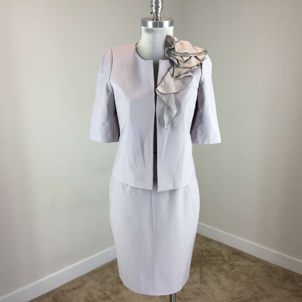 Ann Taylor S 6 Gray Wool Blend Skirt Suit Career Chic